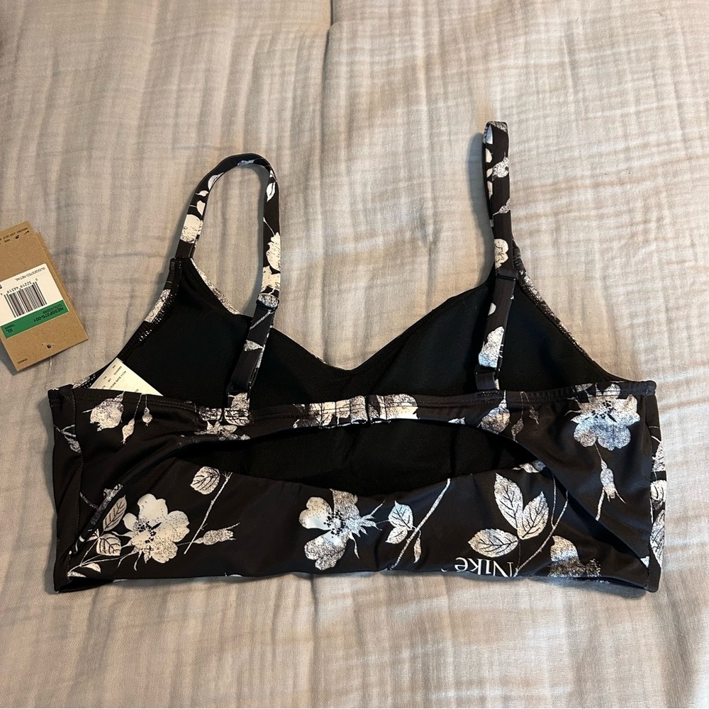 Nike Women's Swim Black and White Floral Bikini Top NWT size XL - Picture 2 of 10